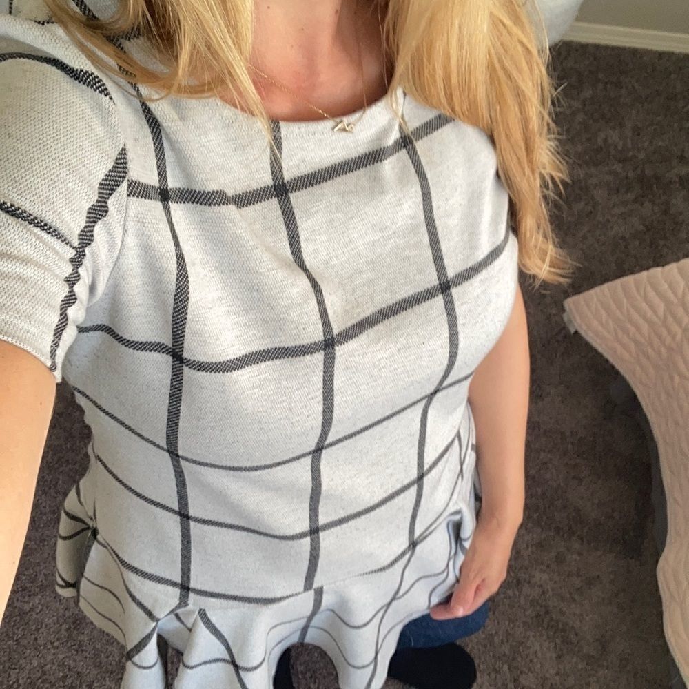White and black checkered tunic 